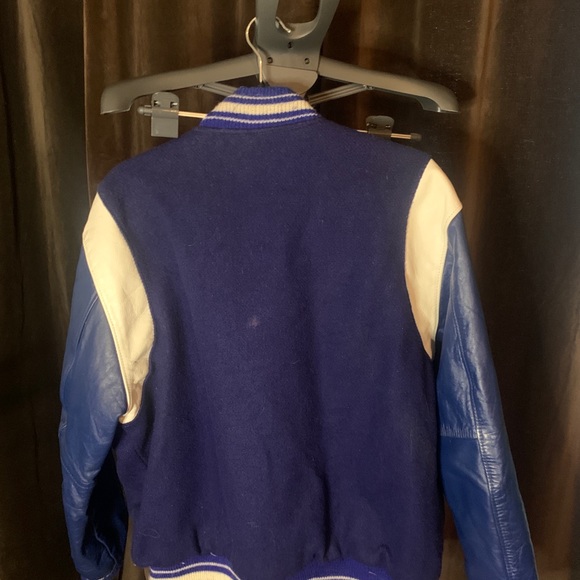 Vintage Blue and White Varsity Jacket - Picture 2 of 8